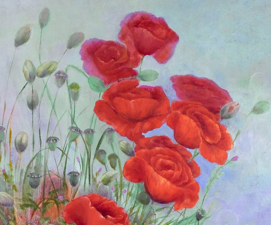 Poppies with wild flowers.