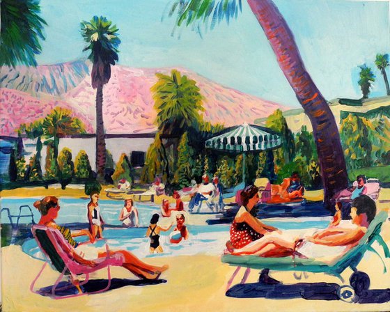 Family pool scene -Palm Springs