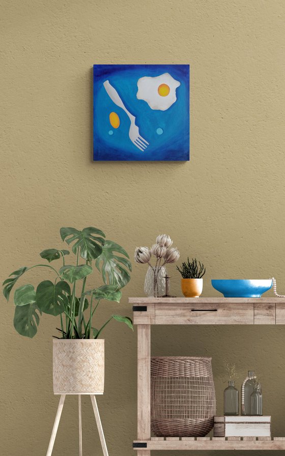 Still life with baked egg
