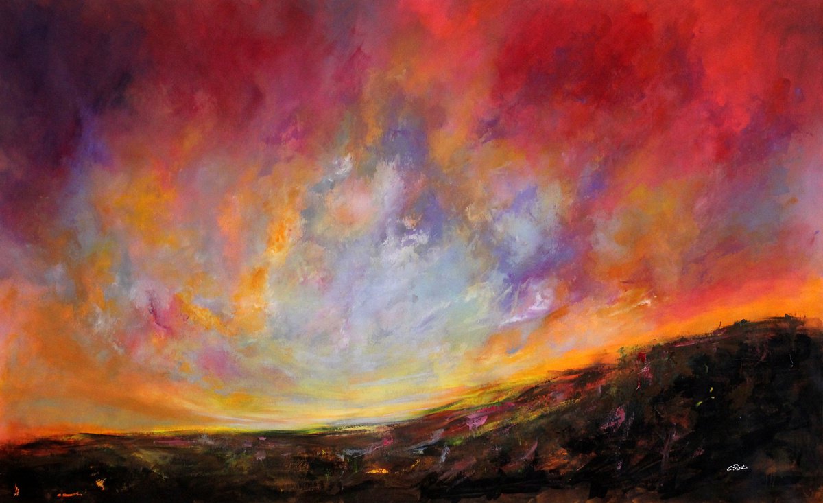 Impressionistic Landscape Acrylic Painting By Cecilia Frigati, 78 X 49, A Better World #2, Original Artwork