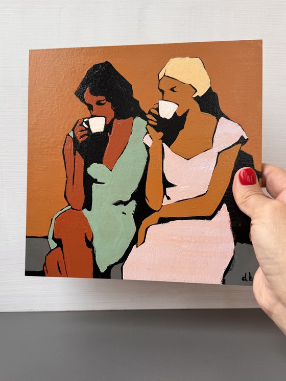 Women Drinking Coffee Original Painting