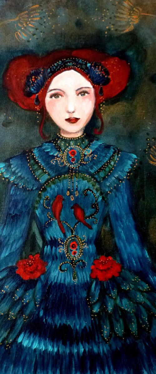 Lady bird 30x40cm . by Loetitia Pillault