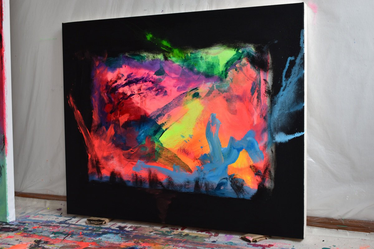 Abstract Acrylic Painting By Sebastian Merk, 39 X 31", Splash, Original Artwork