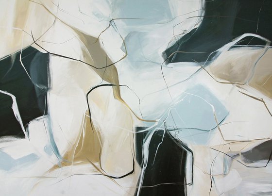 "Dream" Light blue black abstract art