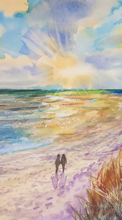 Walk on the Beach, Holkham, Norfolk by Lisa Mann