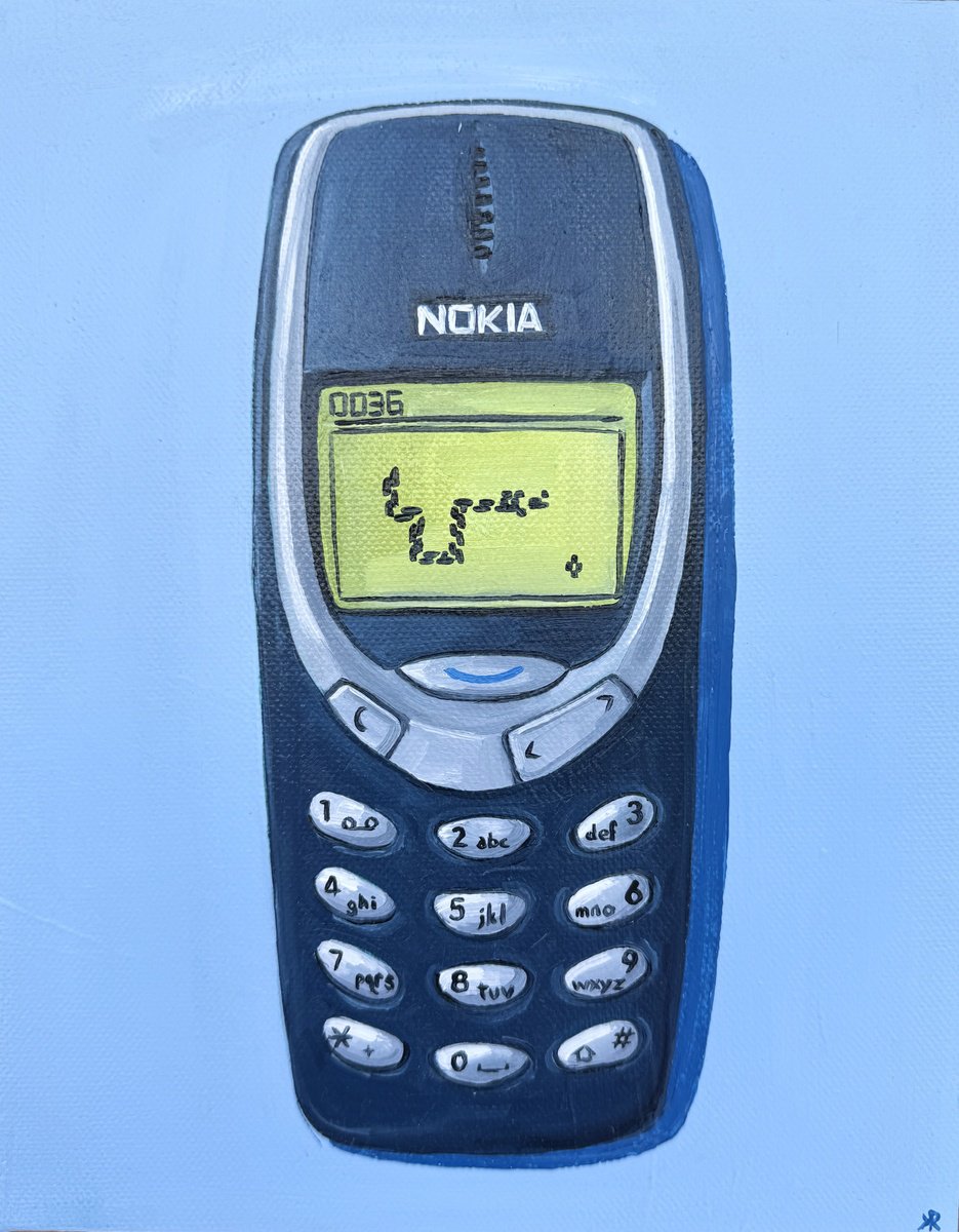 Urban And Pop Still Life Oil Painting By Kate Revill, 8 X 10", Snakes On A Phone, Original Artwork