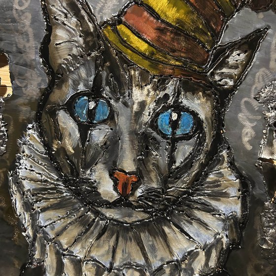 Wall sculpture - Cat Harlequin