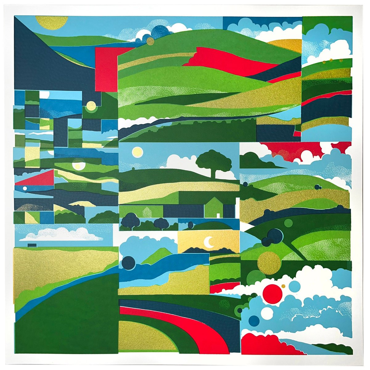 Illustrative Screenprint , Above And Below By Chris Keegan, 16 X 16, Artwork For Sale On Artfinder