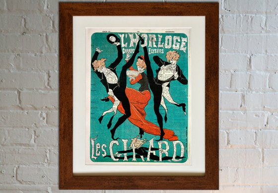 Les Girard - Collage Art Print on Large Real English Dictionary Vintage Book Page