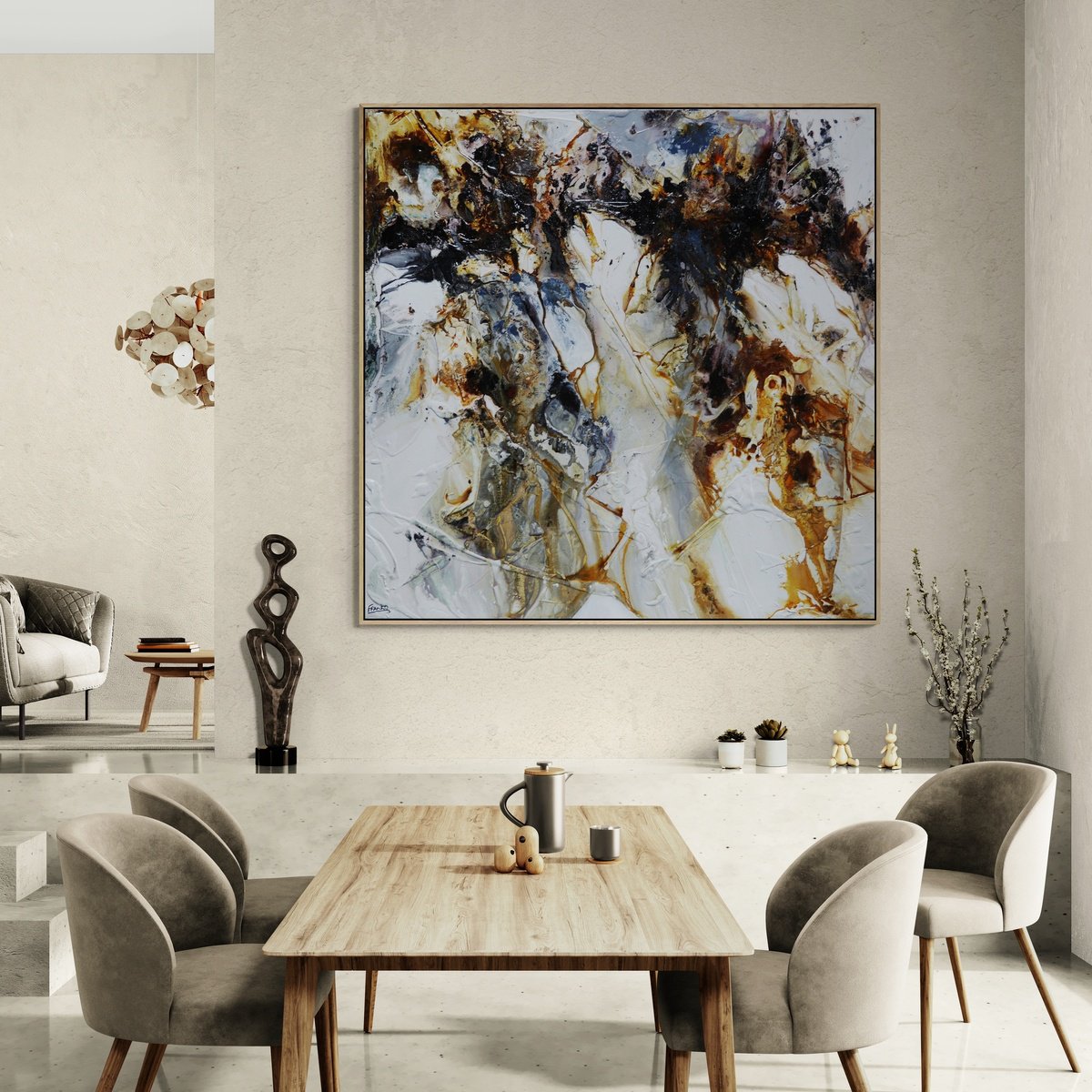 Abstract Acrylic Painting By Franko, 59 X 59, Slated Nara, Original Artwork