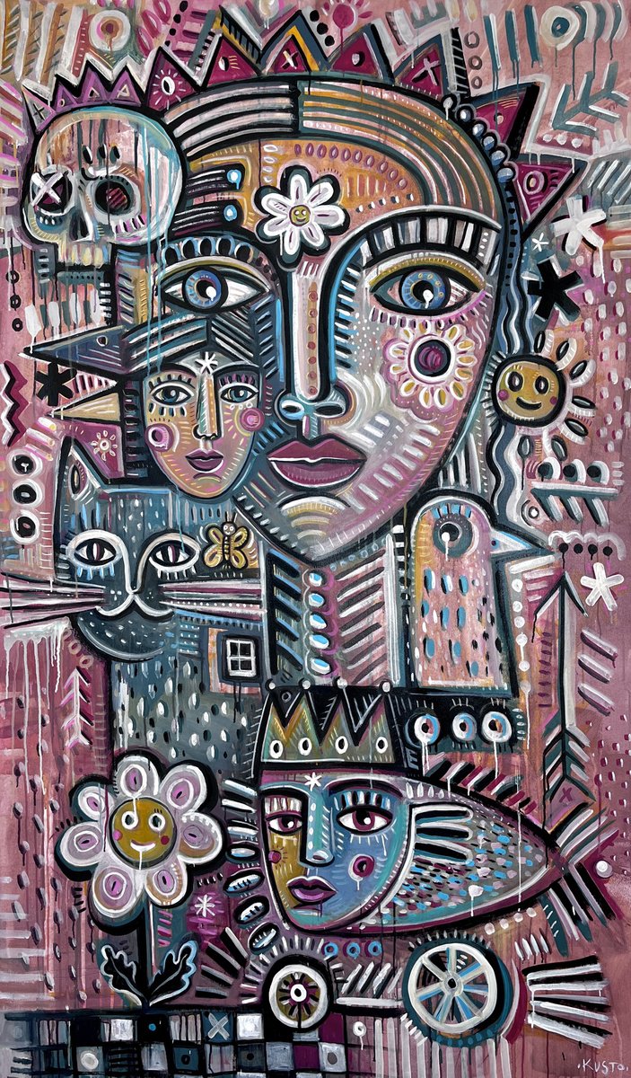 Abstract Acrylic Painting By Daria Kusto, 46 X 79, Adventure Dreams, Original Artwork