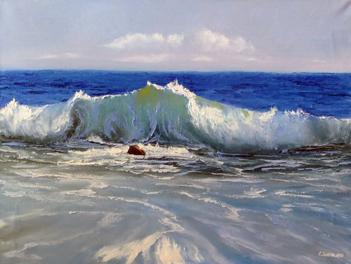 Seascape with wave by Elena Lukina