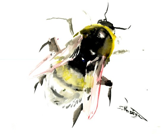 Bumblebee watercolor painting