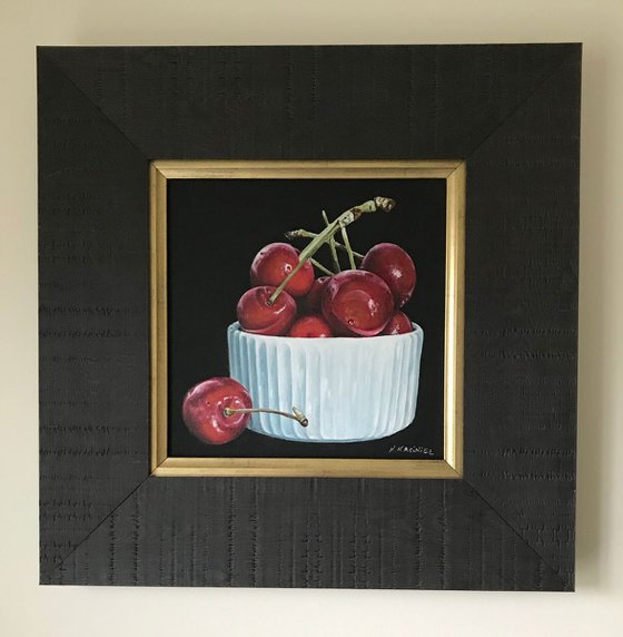 A Bowl of Cherries, framed