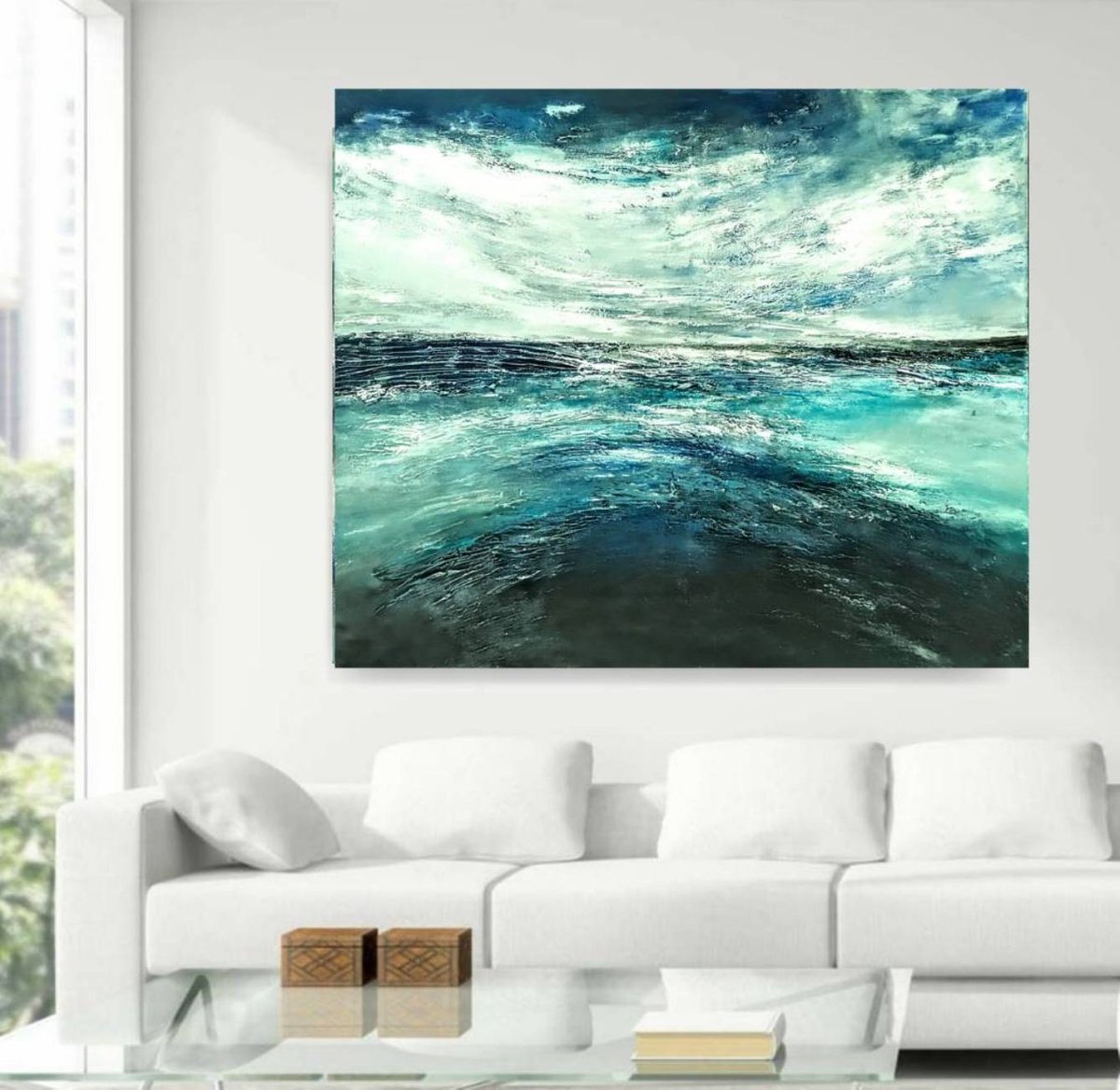 Kefalonia 120x100cm Abstract Textured Painting by Alexandra Petropoulou