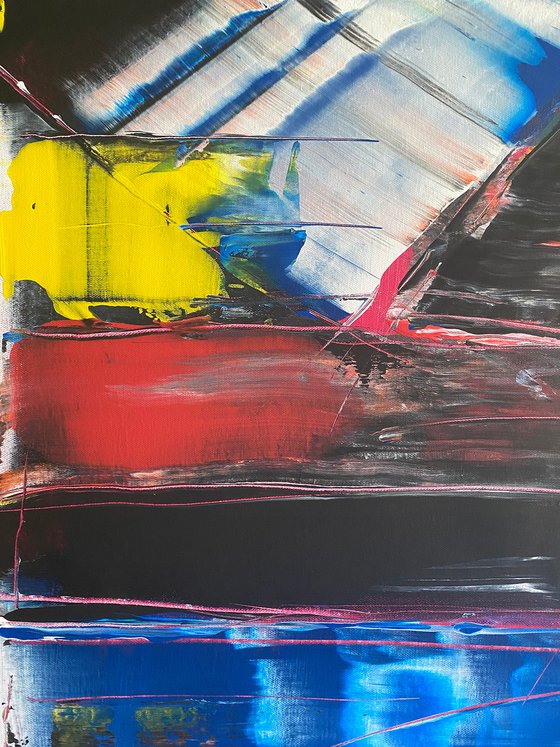 "Catharsis" - Save As A Series - Original Large PMS Abstract Acrylic Painting Triptych on Artist-Stretched Canvas - 108" x 36"