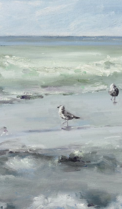 Seagulls on the sea by Olha Laptieva