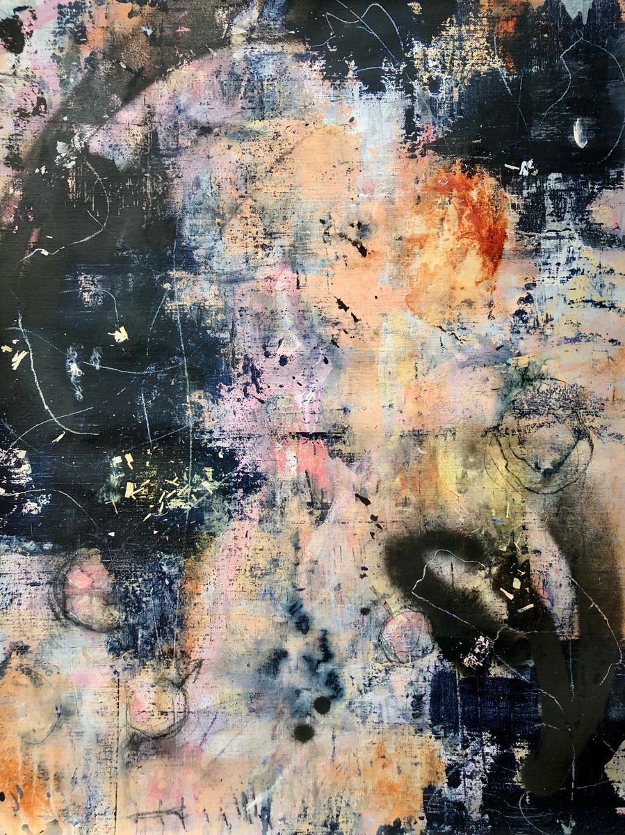 Organic Abstract Acrylic Painting By Alexandra Jagoda (Ovcharenko), 24 X 31, Celestial Fragments, Original Artwork