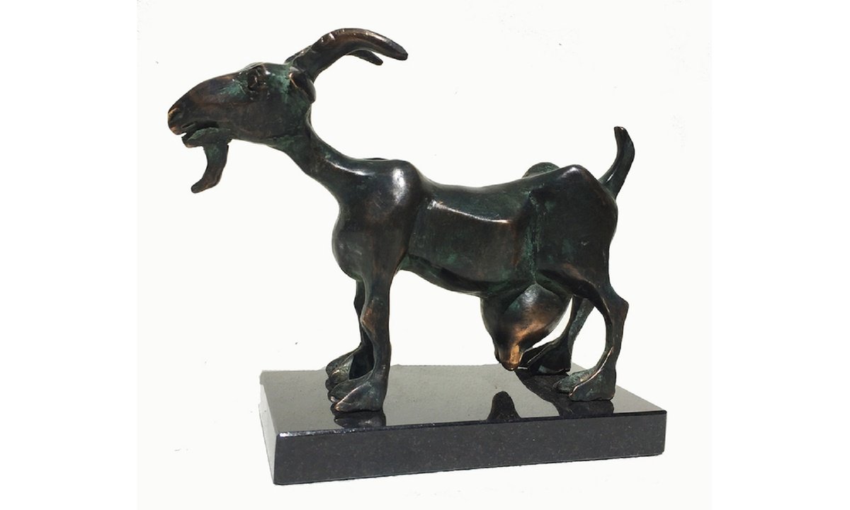 Expressive Animal Sculpture By Toth Kristof, 8 X 4", She-Goat, Original Artwork