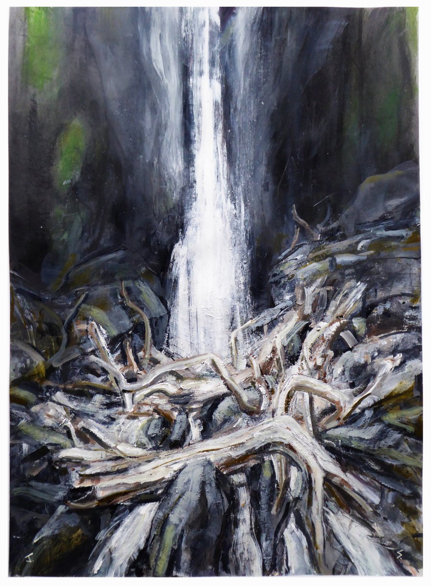 Falls, Fallen Trees, Cumbria by John Sharp