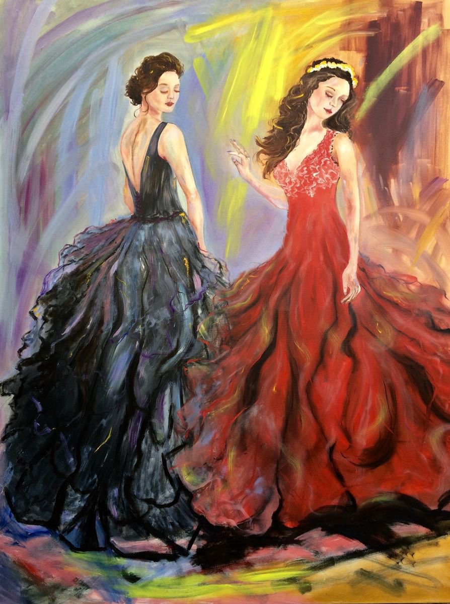 Impressionistic Portrait Oil Painting By Inna Montano, 36 X 48, Vernisage, Original Artwork