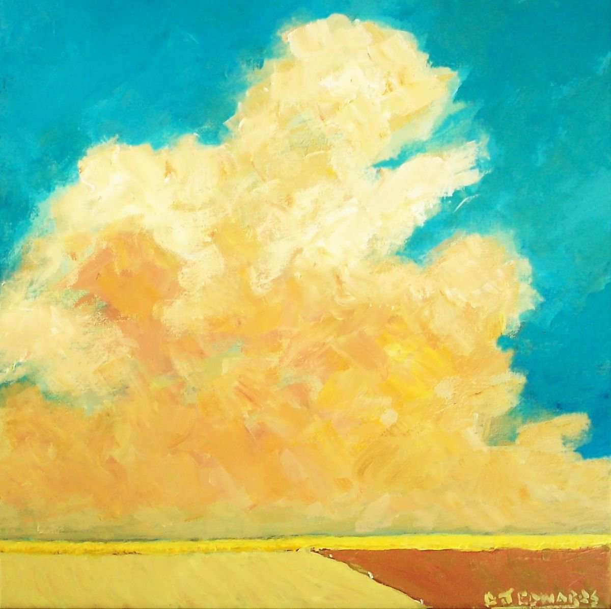 Impressionistic Landscape Acrylic Painting By David J Edwards, 12 X 12, Intersection, Original Artwork