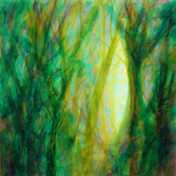 Woodland in greens - Original artwork on paper