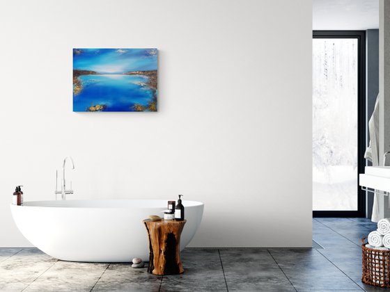 A large original modern semi-abstract seascape painting "Depth of the sea"