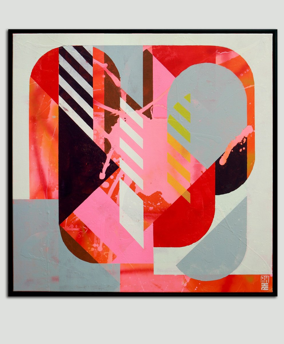 Abstract Acrylic Painting By Ronald Hunter, 37 X 37", Icon #12, Original Artwork