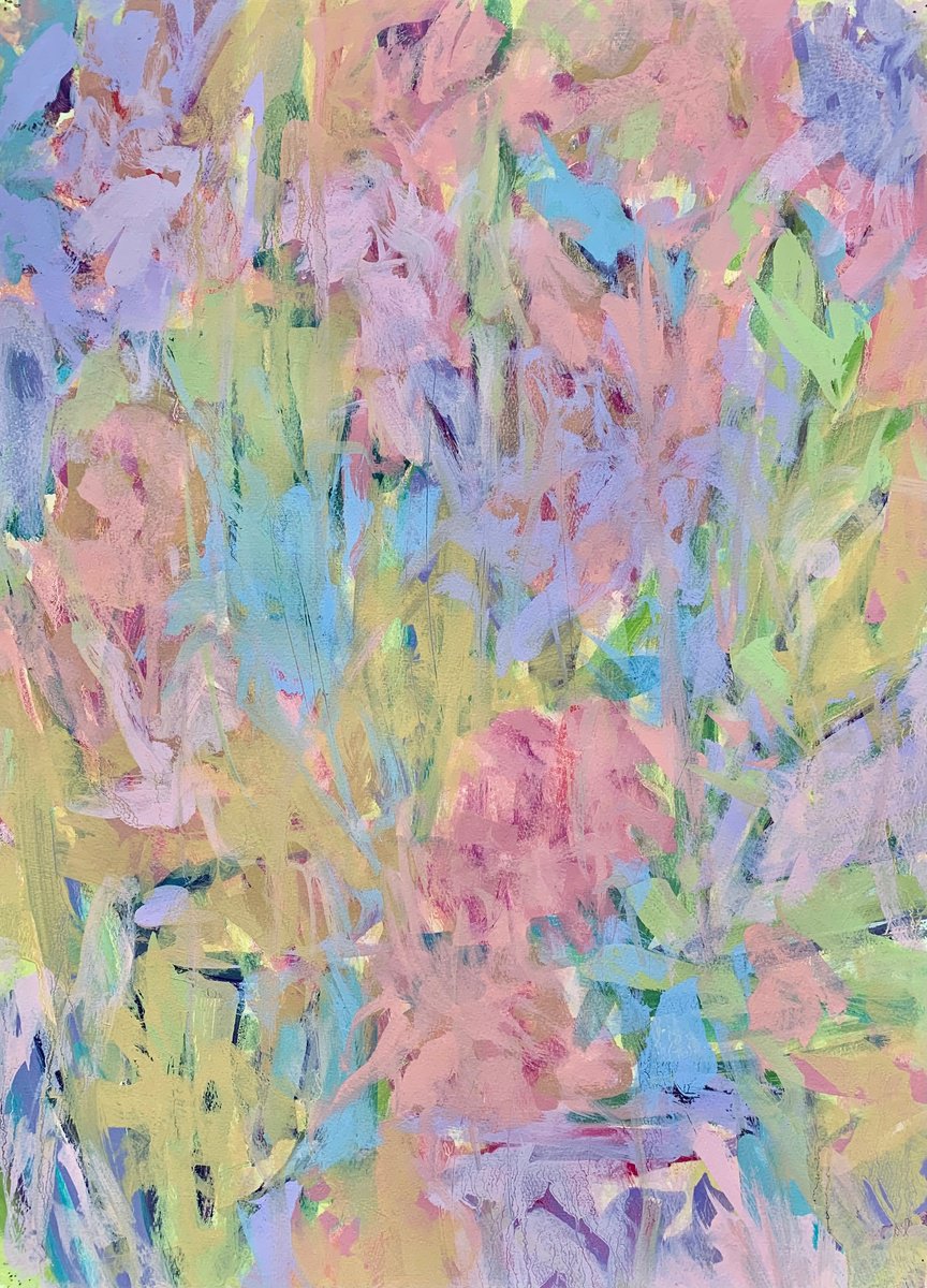 Organic Botanical Oil Painting By Kathleen Mullaniff, 21 X 30", 