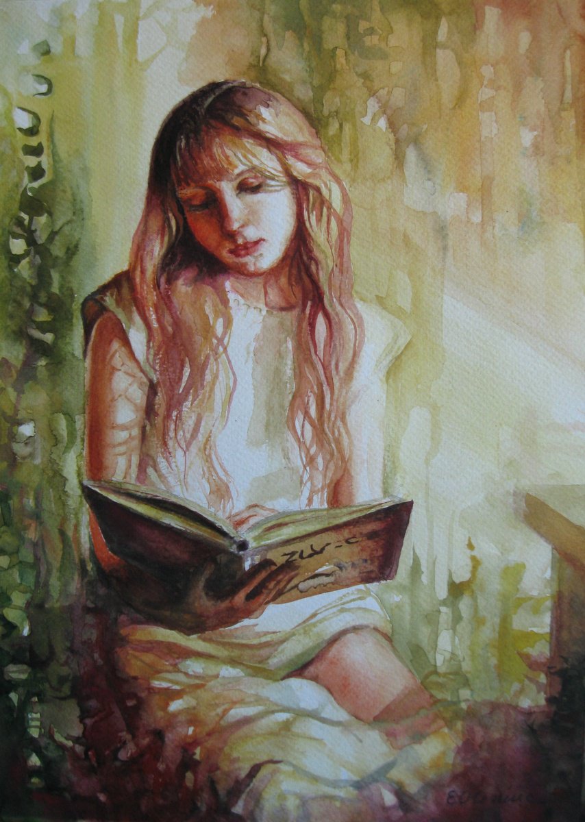 Expressive Portrait Watercolour By Elena Oleniuc, 10 X 14, Reading, Original Artwork