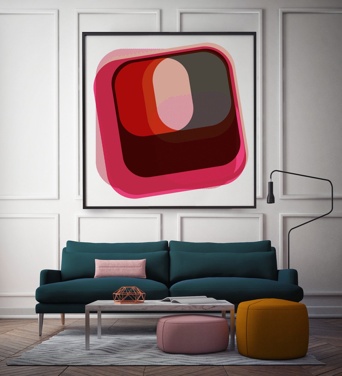 Geometric Abstract Giclee Print By Leigh Bagley, 39 X 39", Newton No:4, Original Artwork