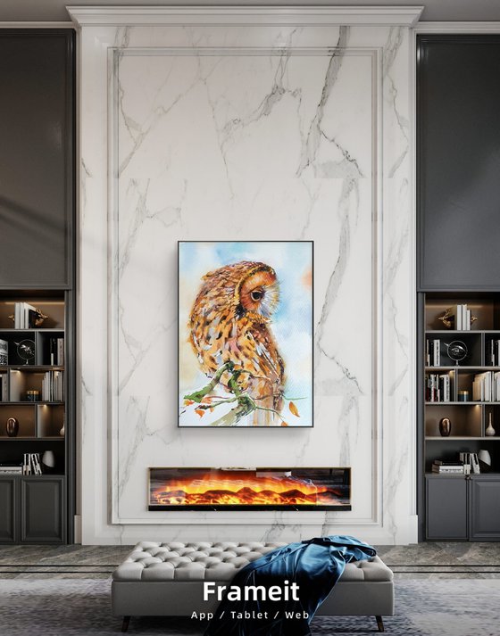 Autumn guardean ( watercolour Owl )