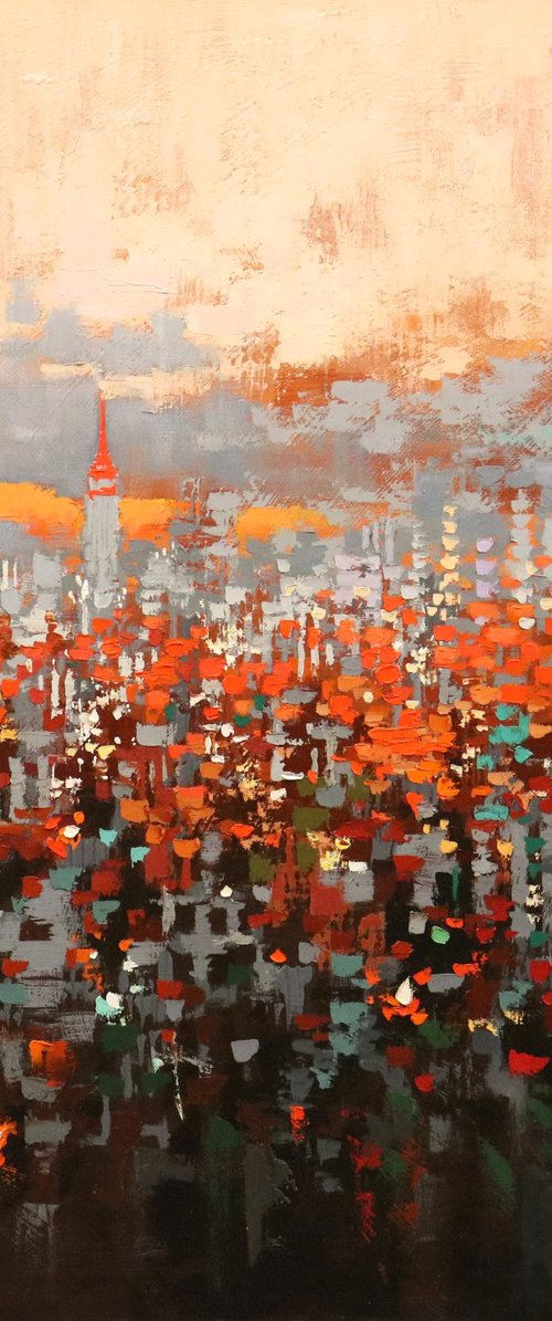 New York 18 Autumn Sundown by Chin H Shin