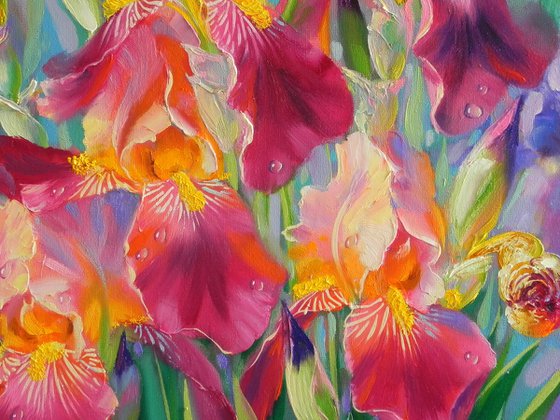 "Irises" Original painting Oil on canvas Home decor