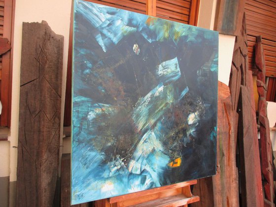 the deep blue oil on canvas 31,5 x 31,5 inch