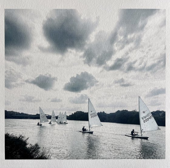 Sailing on the River Thames in cloudy London