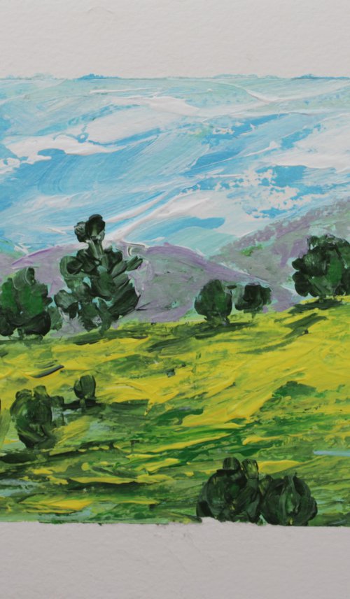 Van Gogh inspired Landscape -2 (Sep 2020) - Acrylic painting on paper - Impressionistic- impasto painting - textured artwork-palette knife - gift art (2020) by Vikashini Palanisamy
