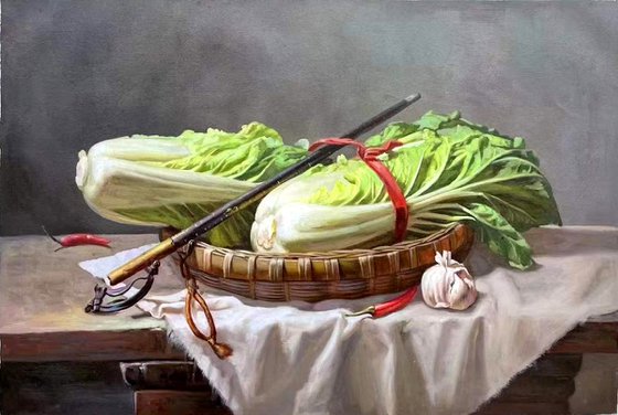 Still life:Steelyard with Chinese cabbage