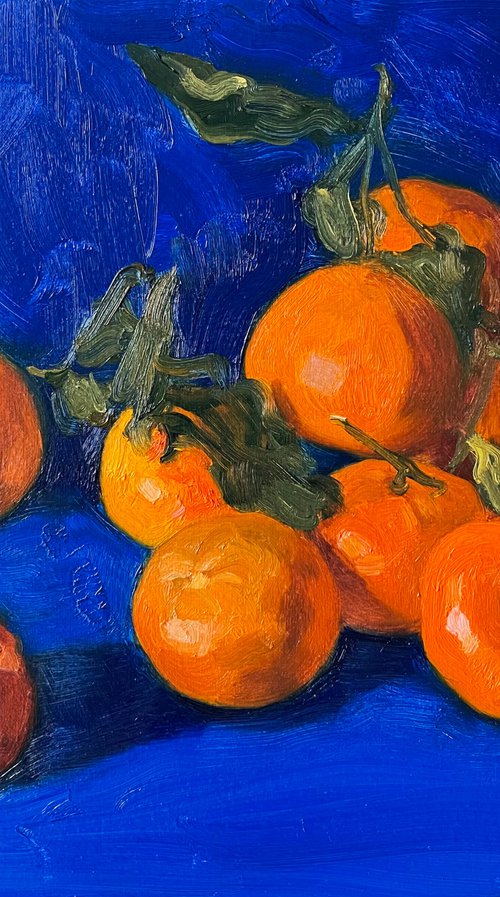 Still life with tangerines by Elina Arbidane