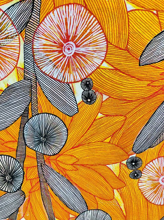 Abstract Orange and Black Blooms CZ19018