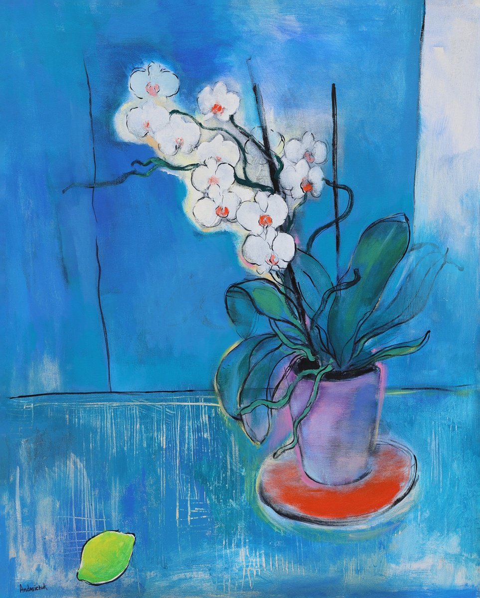  Orchids With Lemon By Artem Andreichuk, 31 X 39, Artwork For Sale On Artfinder