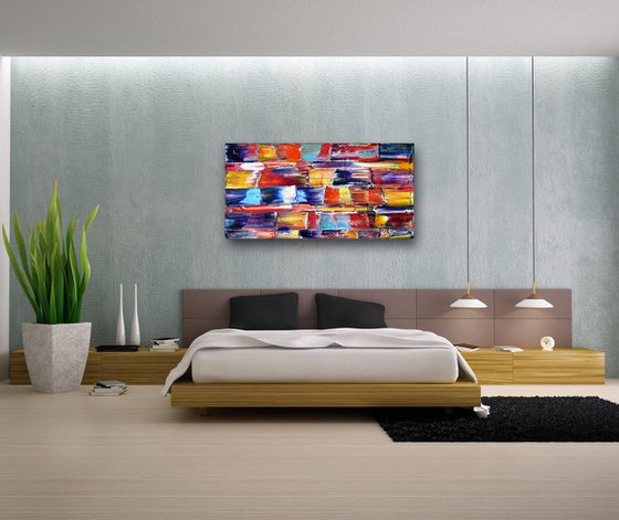 "Liberation" - Original Large PMS Oil Painting On Canvas - 48 x 24 inches