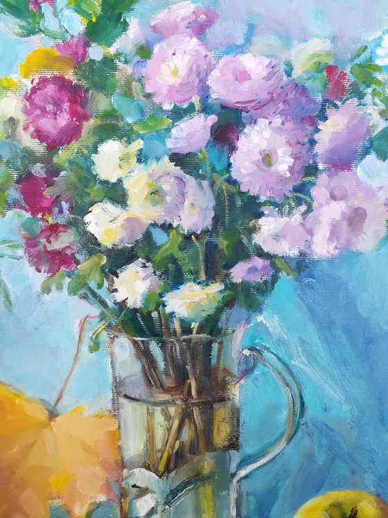 Flowers and apples