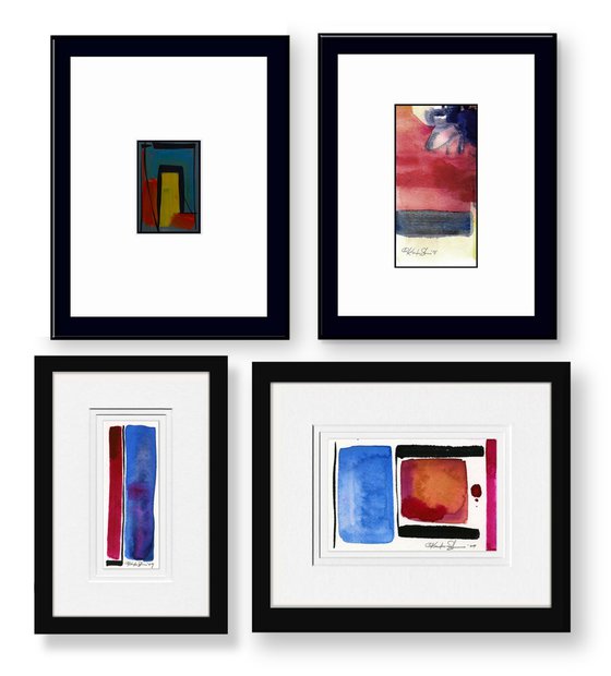 Modern Abstract Collection 1 - 4 Small Abstract Paintings by Kathy Morton Stanion