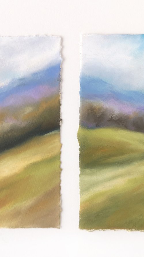 Mountain landscape. Set of 2 small paintngs by Olga Grigo