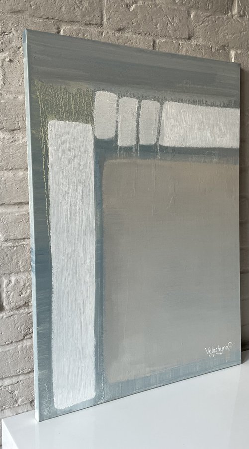 "Abstraction with white". Original oil painting. by Mary Voloshyna