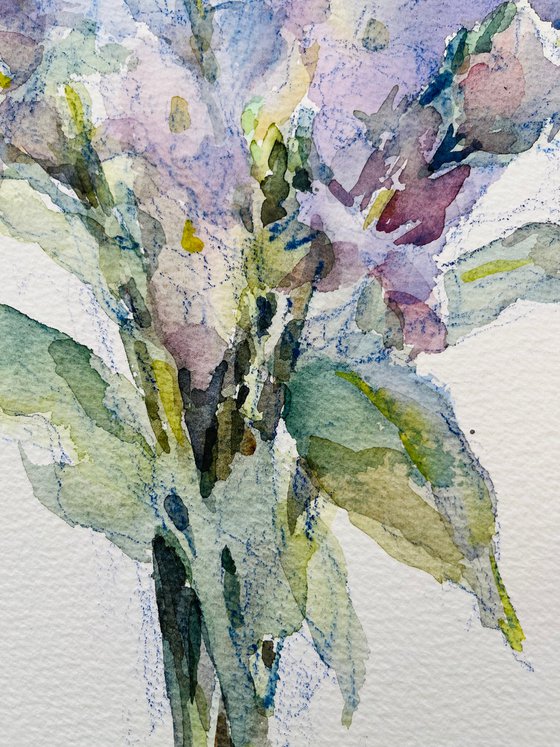 Bouquet of bluebells. Original watercolour painting.