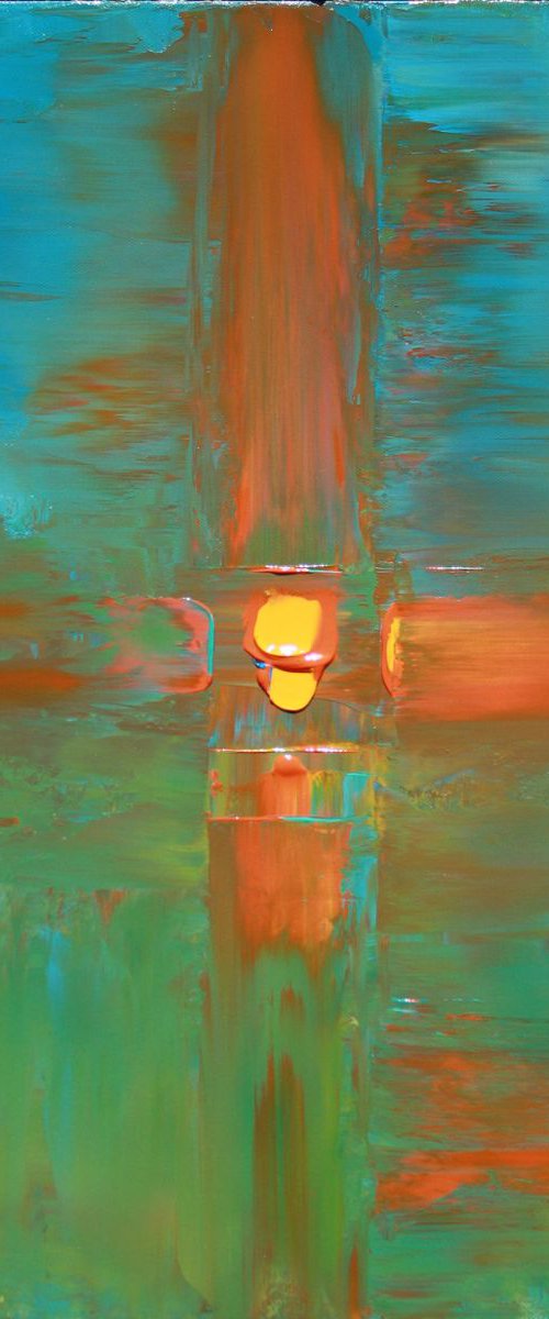 Minimalist Abstract Orange Yellow Strokes by Robert Lynn