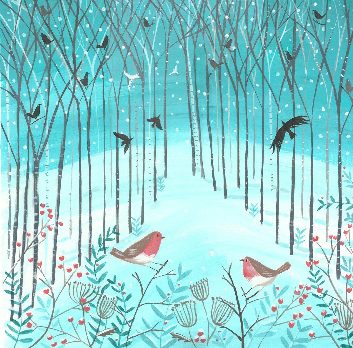  Winter Forest By Mary Stubberfield, 12 X 12, Artwork For Sale On Artfinder